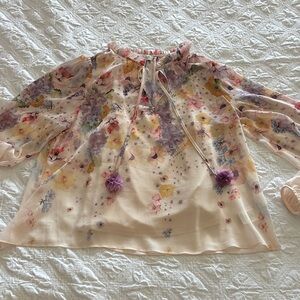Rachel Zoe Floral Sheer flowy Blouse